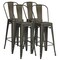 30 Inch Set of 4 High Back Stackable Metal Bar Stools with Removable Backrest and Footrest
